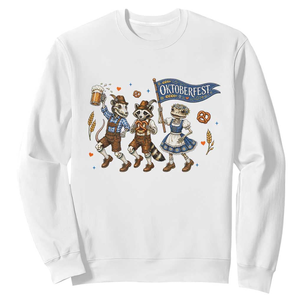 Funny Opossum Raccoon Frog Oktoberfest Beer Graphic Sweatshirt Spooky Drinking Team TS12 White Print Your Wear