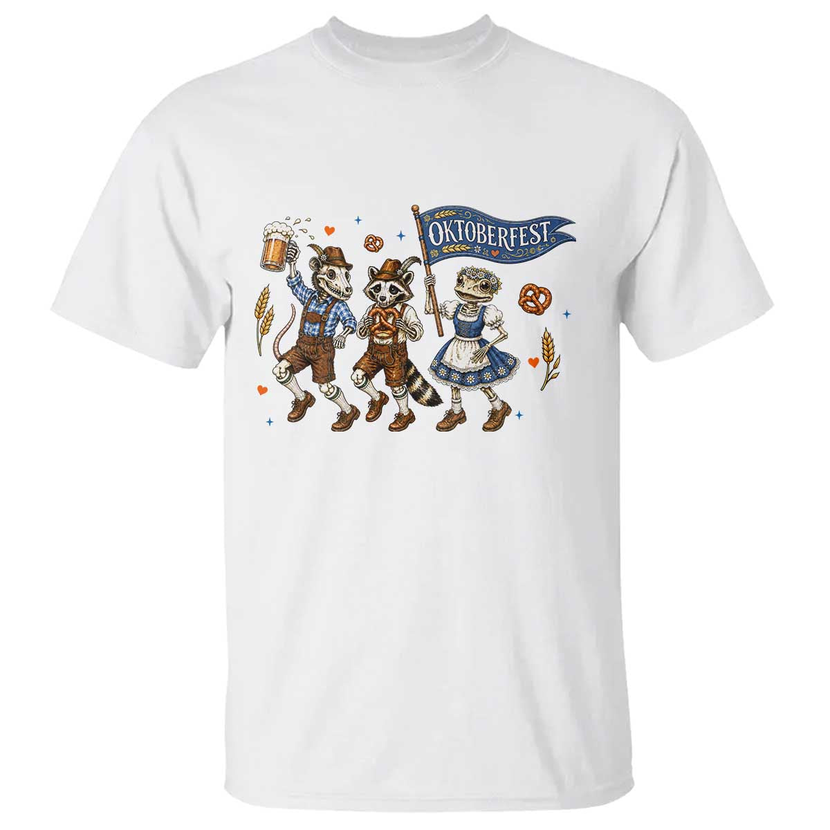 Funny Opossum Raccoon Frog Oktoberfest Beer Graphic T Shirt Spooky Drinking Team TS12 White Print Your Wear