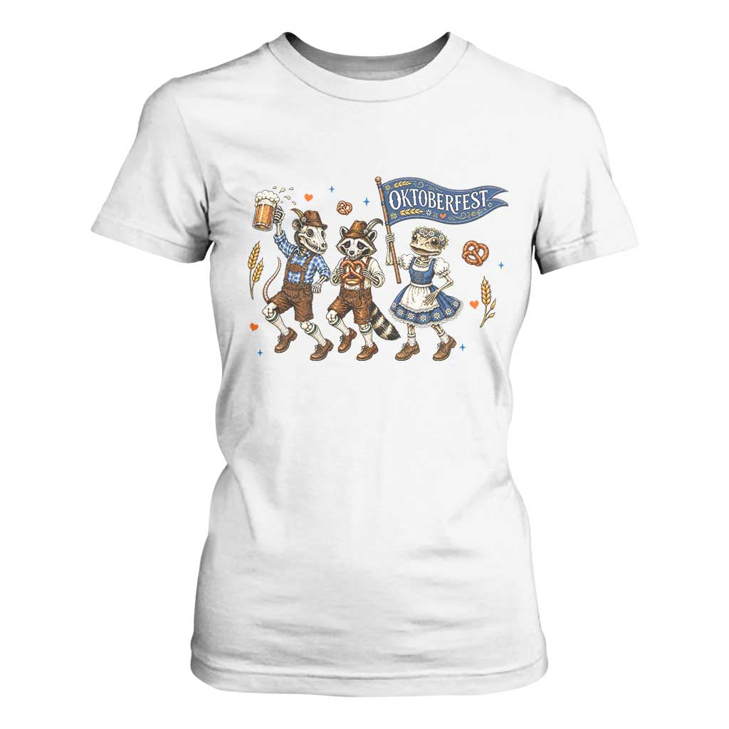 Funny Opossum Raccoon Frog Oktoberfest Beer Graphic T Shirt For Women Spooky Drinking Team TS12 White Print Your Wear