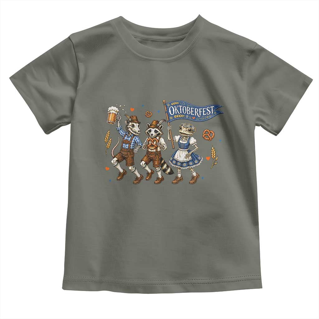 Funny Opossum Raccoon Frog Oktoberfest Beer Graphic Toddler T Shirt Spooky Drinking Team