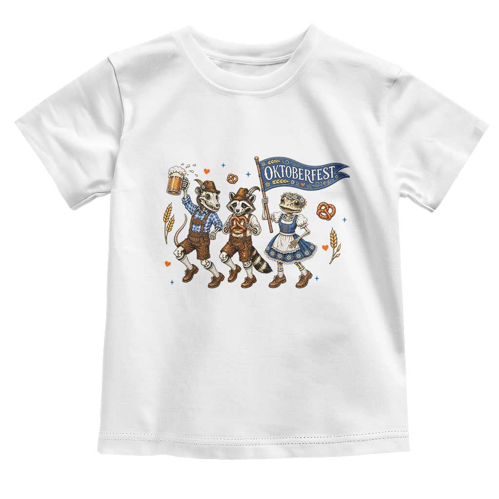 Funny Opossum Raccoon Frog Oktoberfest Beer Graphic Toddler T Shirt Spooky Drinking Team TS12 White Print Your Wear