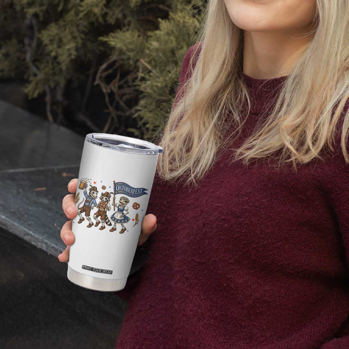 Funny Opossum Raccoon Frog Oktoberfest Beer Graphic Tumbler Cup Spooky Drinking Team TS12 Print Your Wear