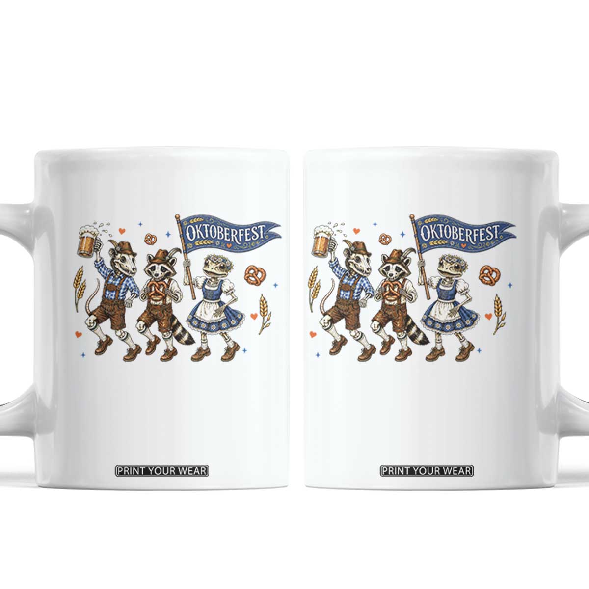Funny Opossum Raccoon Frog Oktoberfest Beer Graphic Coffee Mug Spooky Drinking Team TS12 White Print Your Wear