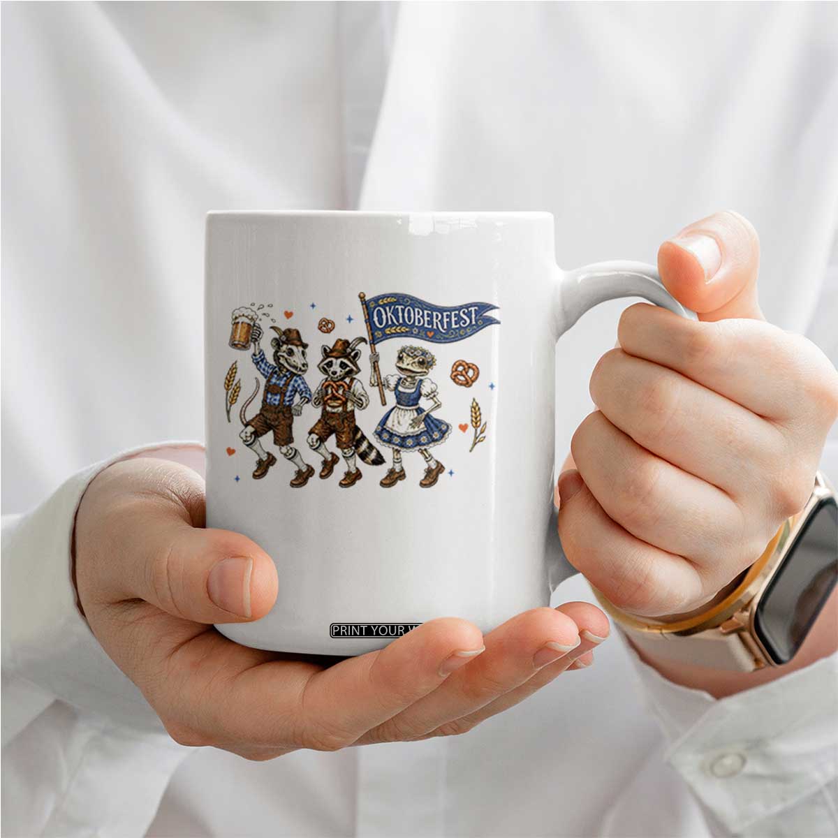 Funny Opossum Raccoon Frog Oktoberfest Beer Graphic Coffee Mug Spooky Drinking Team TS12 Print Your Wear