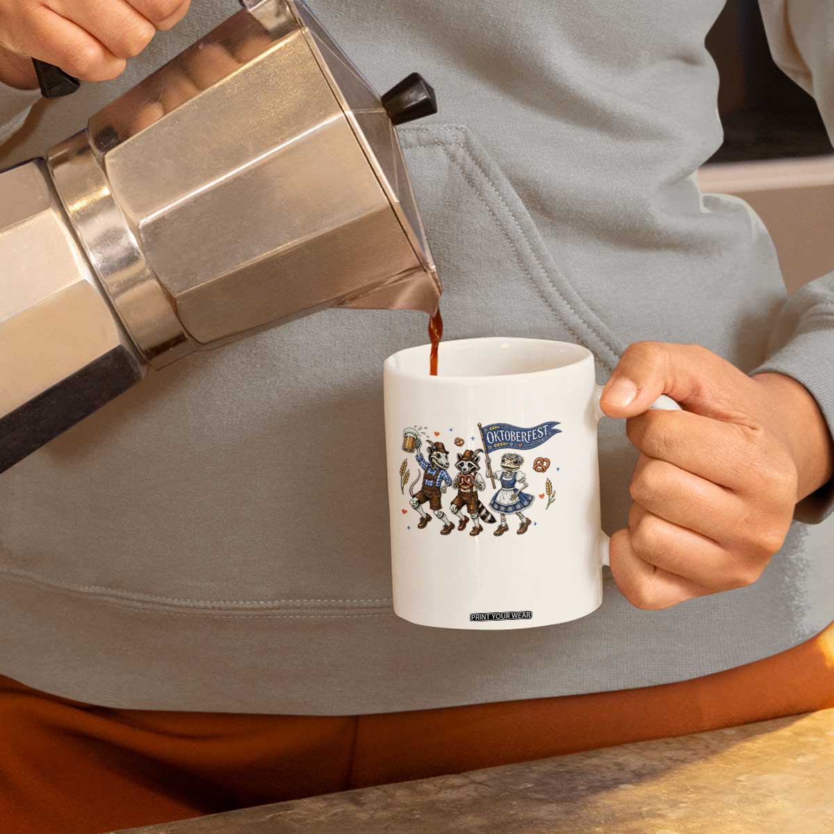 Funny Opossum Raccoon Frog Oktoberfest Beer Graphic Coffee Mug Spooky Drinking Team TS12 Print Your Wear