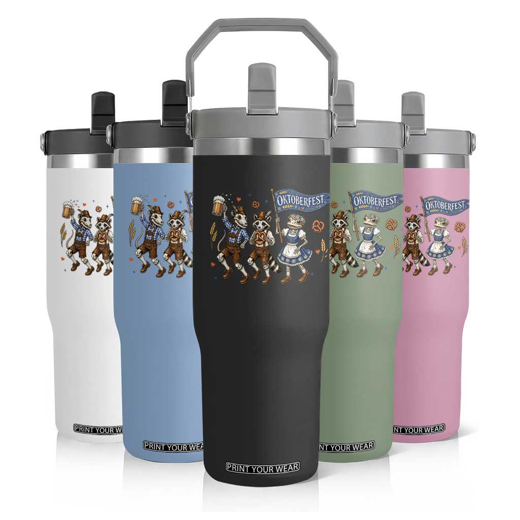 Funny Opossum Raccoon Frog Oktoberfest Beer Graphic Flip Straw Tumbler Spooky Drinking Team TS12 Print Your Wear