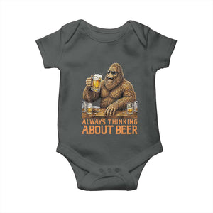 Funny Bigfoot Always Thinking About Beer Baby Onesie Beer Drinker Gift
