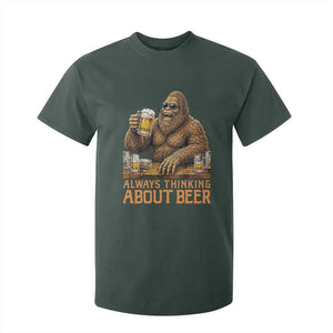 Funny Bigfoot Always Thinking About Beer T Shirt For Kid Beer Drinker Gift
