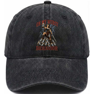 Bavarian Warrior Woman Drinking Beer Oktoberfest Graphic Washed Cotton Baseball Cap On My Wurst Behavior