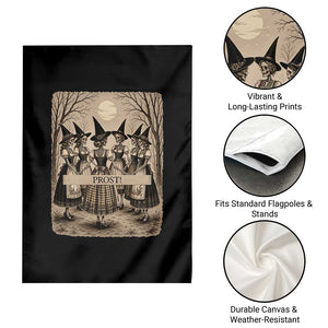 Skeleton Witches Coven Oktoberfest Garden Flag German Dirndl Spooky Beer Festival Gift