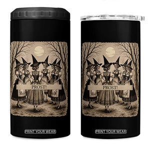 Skeleton Witches Coven Oktoberfest 4 in 1 Can Cooler Tumbler German Dirndl Spooky Beer Festival Gift