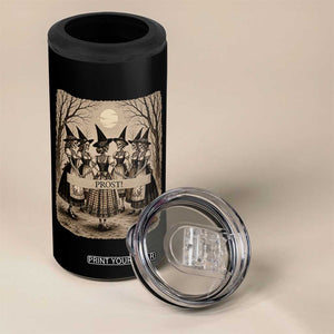 Skeleton Witches Coven Oktoberfest 4 in 1 Can Cooler Tumbler German Dirndl Spooky Beer Festival Gift