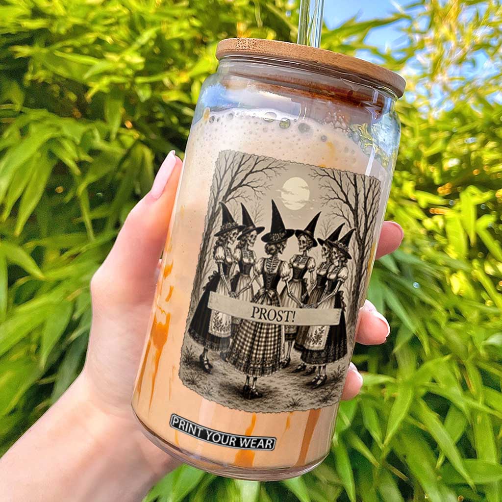 Skeleton Witches Coven Oktoberfest Glass Can German Dirndl Spooky Beer Festival Gift TS12 Black Print Your Wear