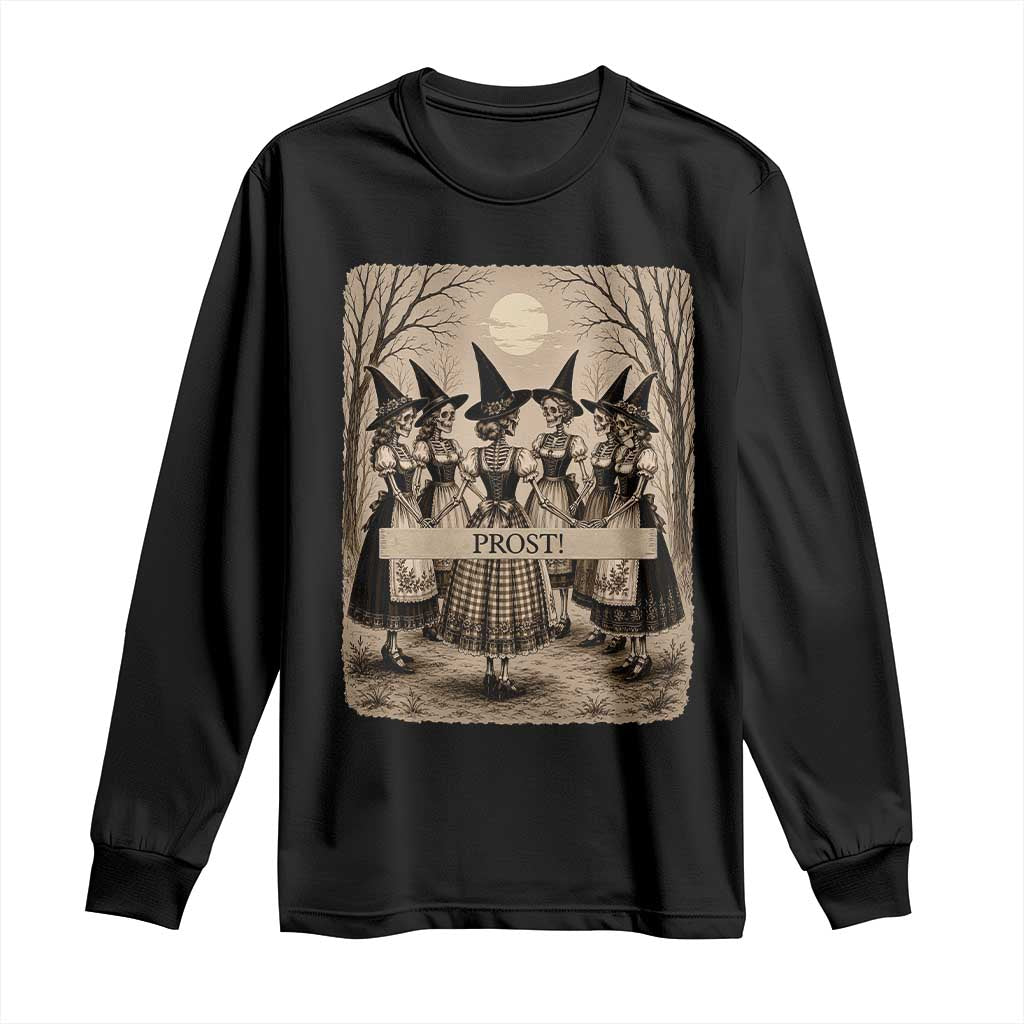 Skeleton Witches Coven Oktoberfest Long Sleeve Shirt German Dirndl Spooky Beer Festival Gift TS12 Black Print Your Wear