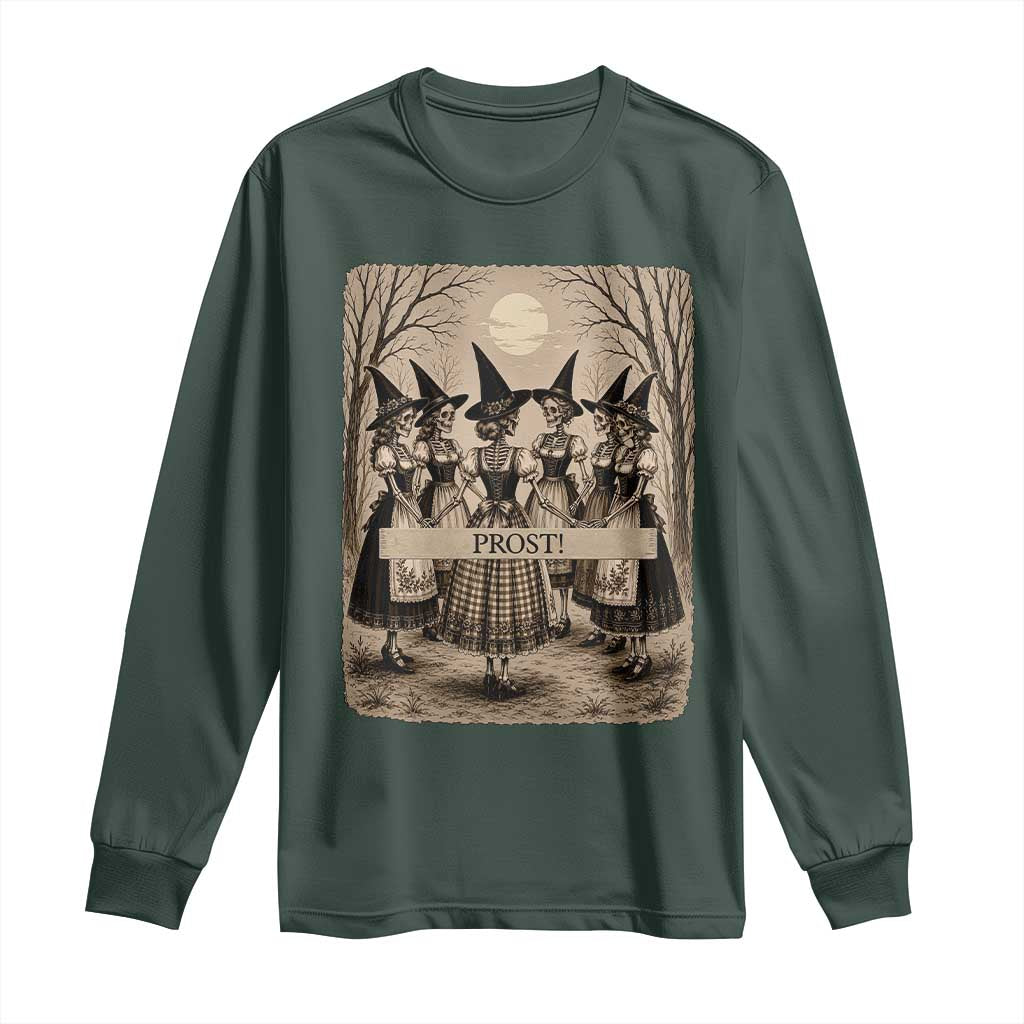 Skeleton Witches Coven Oktoberfest Long Sleeve Shirt German Dirndl Spooky Beer Festival Gift