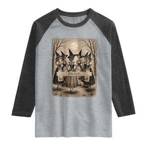 Skeleton Witches Coven Oktoberfest Raglan Shirt German Dirndl Spooky Beer Festival Gift