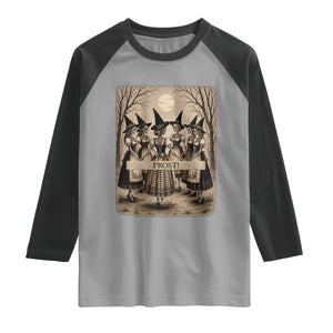 Skeleton Witches Coven Oktoberfest Raglan Shirt German Dirndl Spooky Beer Festival Gift