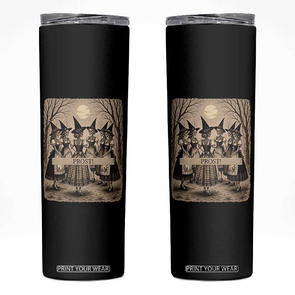 Skeleton Witches Coven Oktoberfest Skinny Tumbler German Dirndl Spooky Beer Festival Gift TS12 Black Print Your Wear