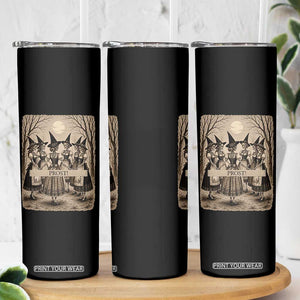 Skeleton Witches Coven Oktoberfest Skinny Tumbler German Dirndl Spooky Beer Festival Gift