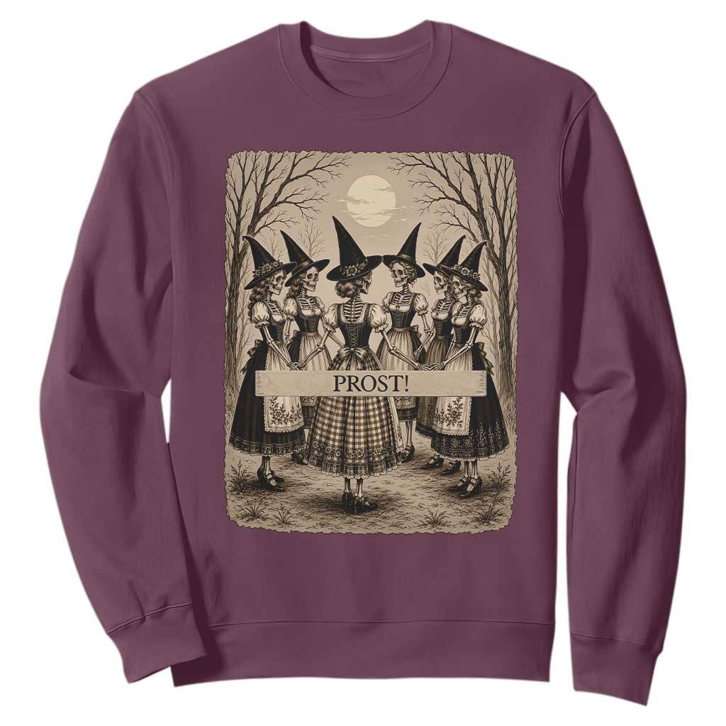 Skeleton Witches Coven Oktoberfest Sweatshirt German Dirndl Spooky Beer Festival Gift