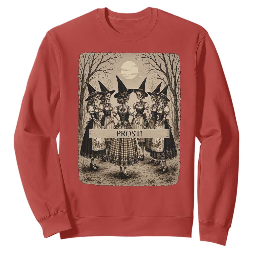 Skeleton Witches Coven Oktoberfest Sweatshirt German Dirndl Spooky Beer Festival Gift