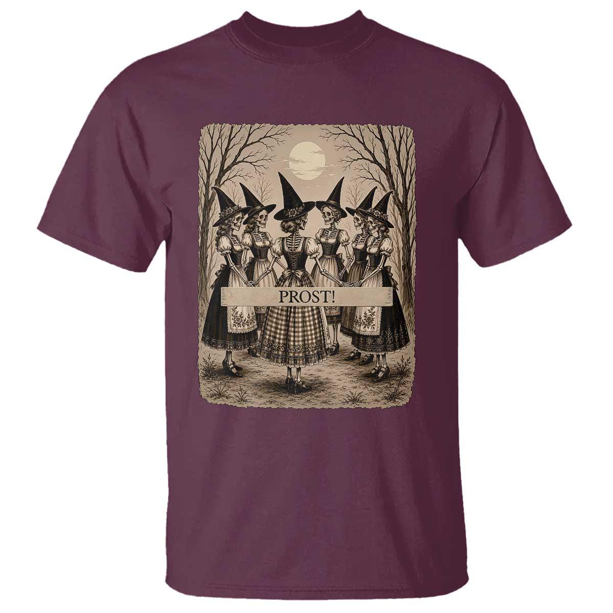 Skeleton Witches Coven Oktoberfest T Shirt German Dirndl Spooky Beer Festival Gift
