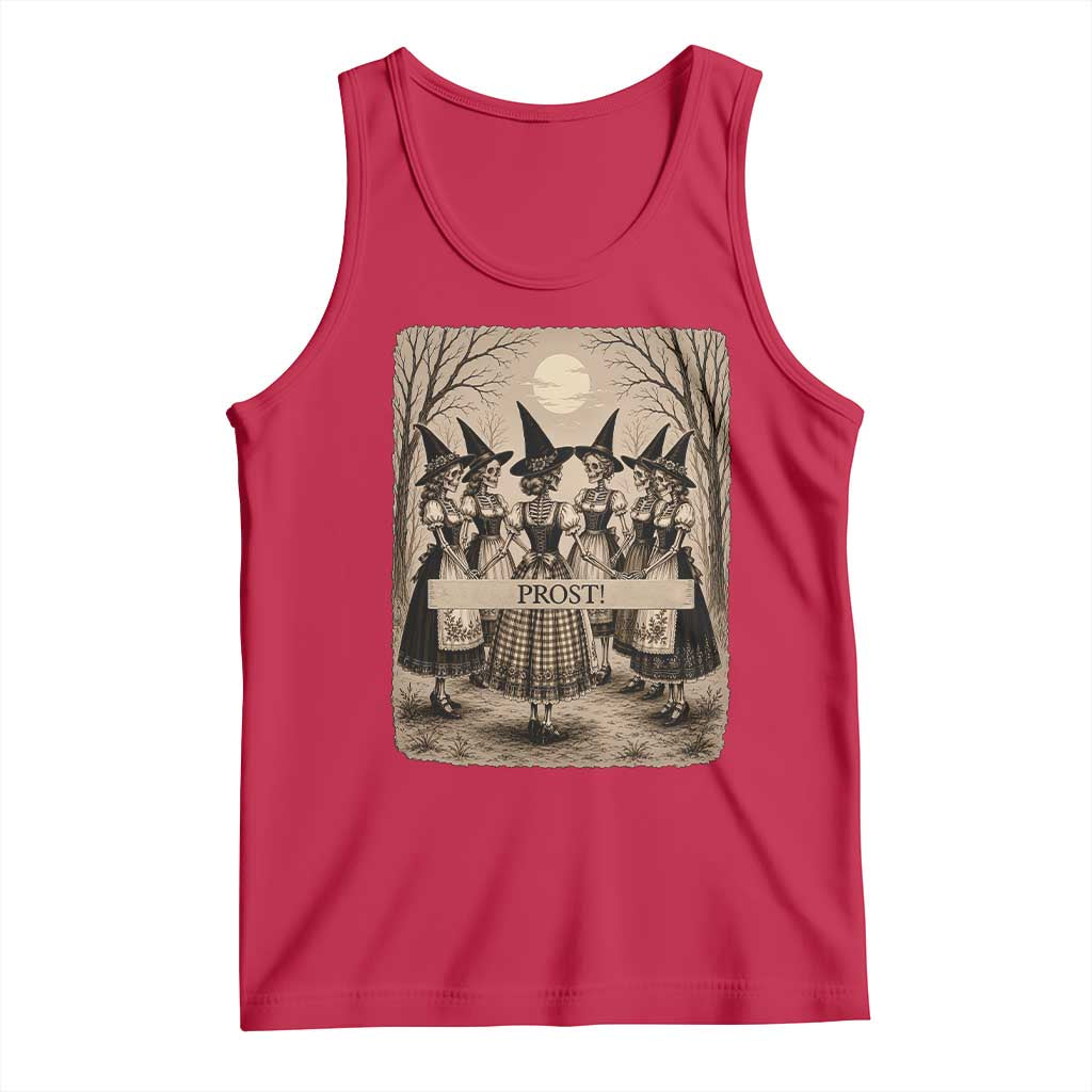 Skeleton Witches Coven Oktoberfest Tank Top German Dirndl Spooky Beer Festival Gift