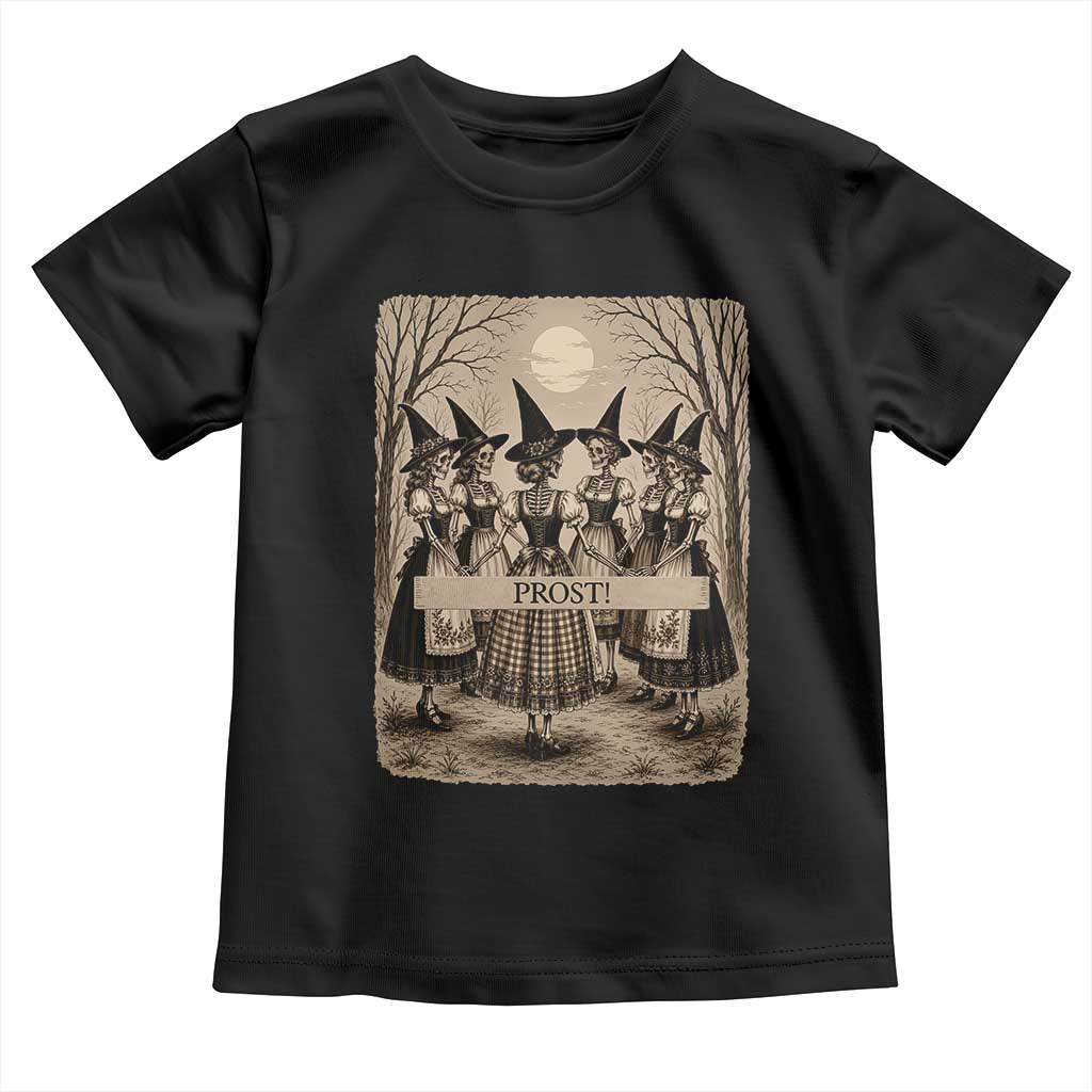 Skeleton Witches Coven Oktoberfest Toddler T Shirt German Dirndl Spooky Beer Festival Gift TS12 Black Print Your Wear