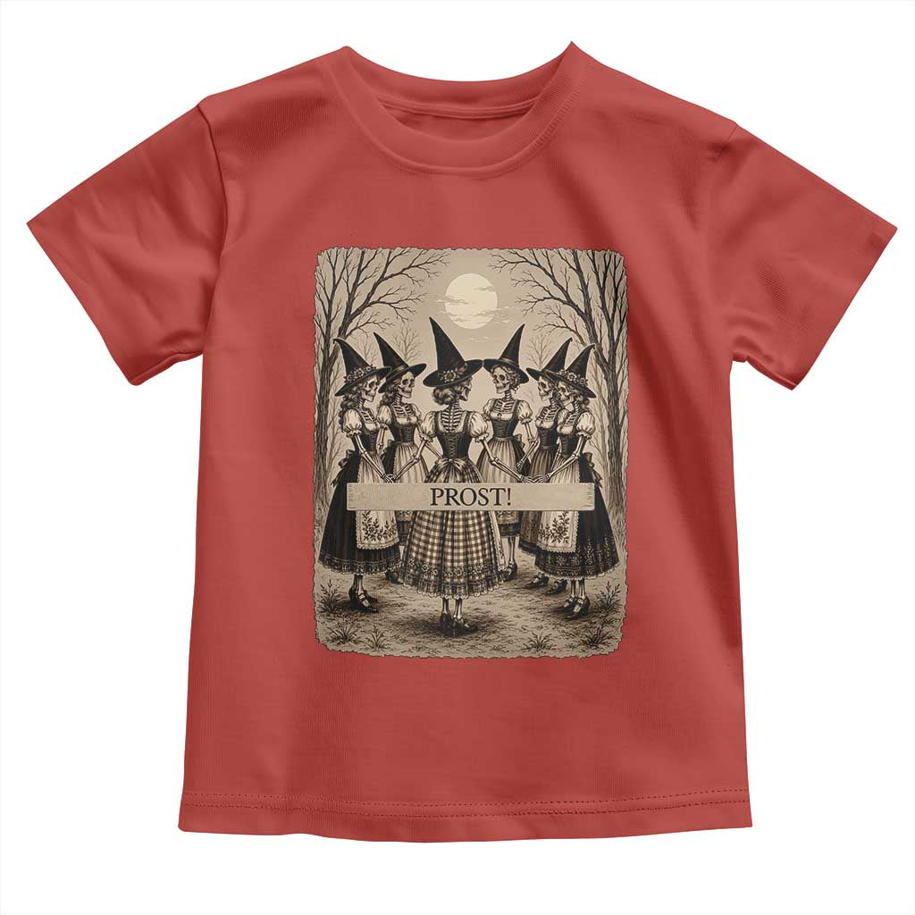 Skeleton Witches Coven Oktoberfest Toddler T Shirt German Dirndl Spooky Beer Festival Gift