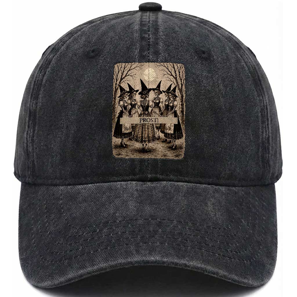 Skeleton Witches Coven Oktoberfest Washed Cotton Baseball Cap German Dirndl Spooky Beer Festival Gift TS12 Print Your Wear