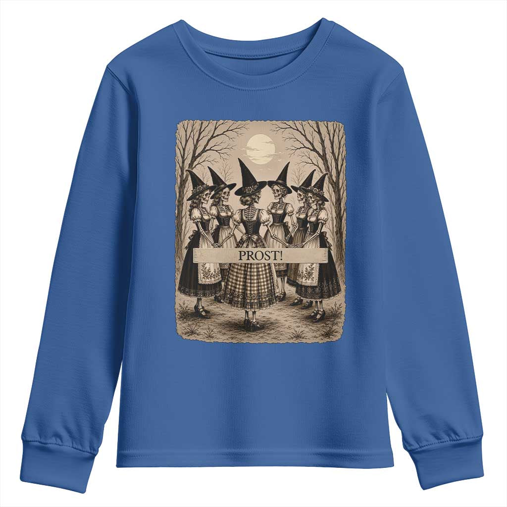 Skeleton Witches Coven Oktoberfest Youth Sweatshirt German Dirndl Spooky Beer Festival Gift