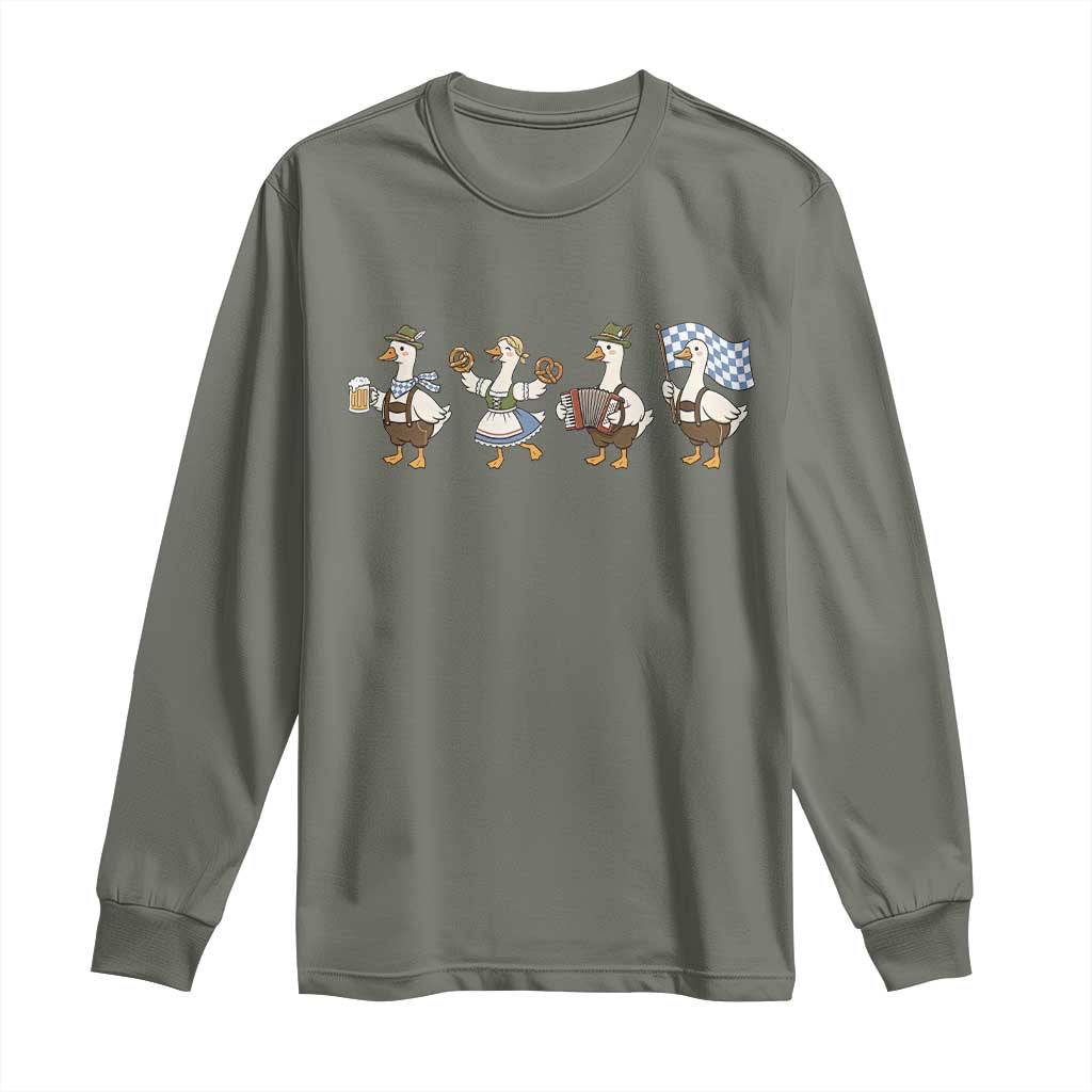Silly Goose Oktoberfest Long Sleeve Shirt Cute Bavarian Beer Festival Animal Humor