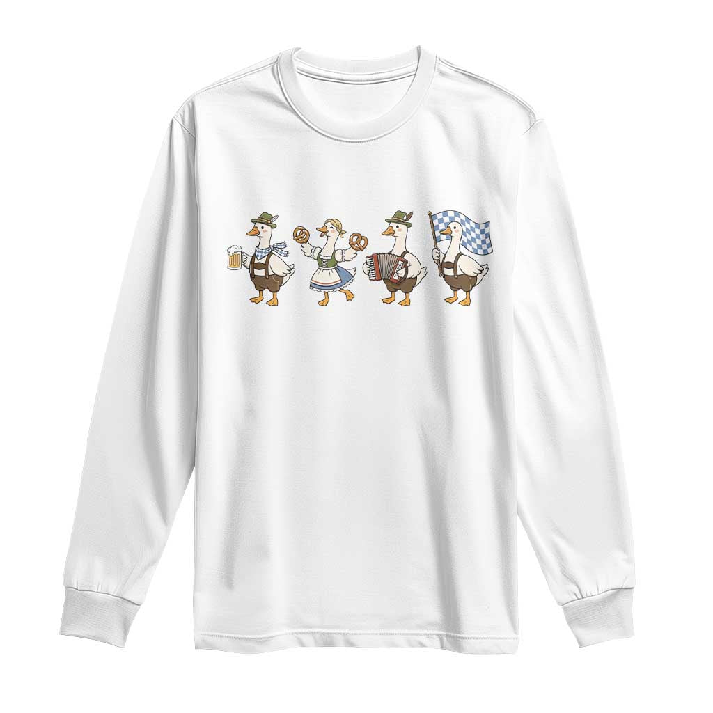 Silly Goose Oktoberfest Long Sleeve Shirt Cute Bavarian Beer Festival Animal Humor TS12 White Print Your Wear