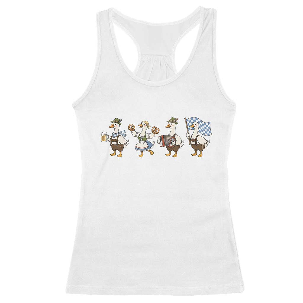 Silly Goose Oktoberfest Racerback Tank Top Cute Bavarian Beer Festival Animal Humor TS12 White Print Your Wear
