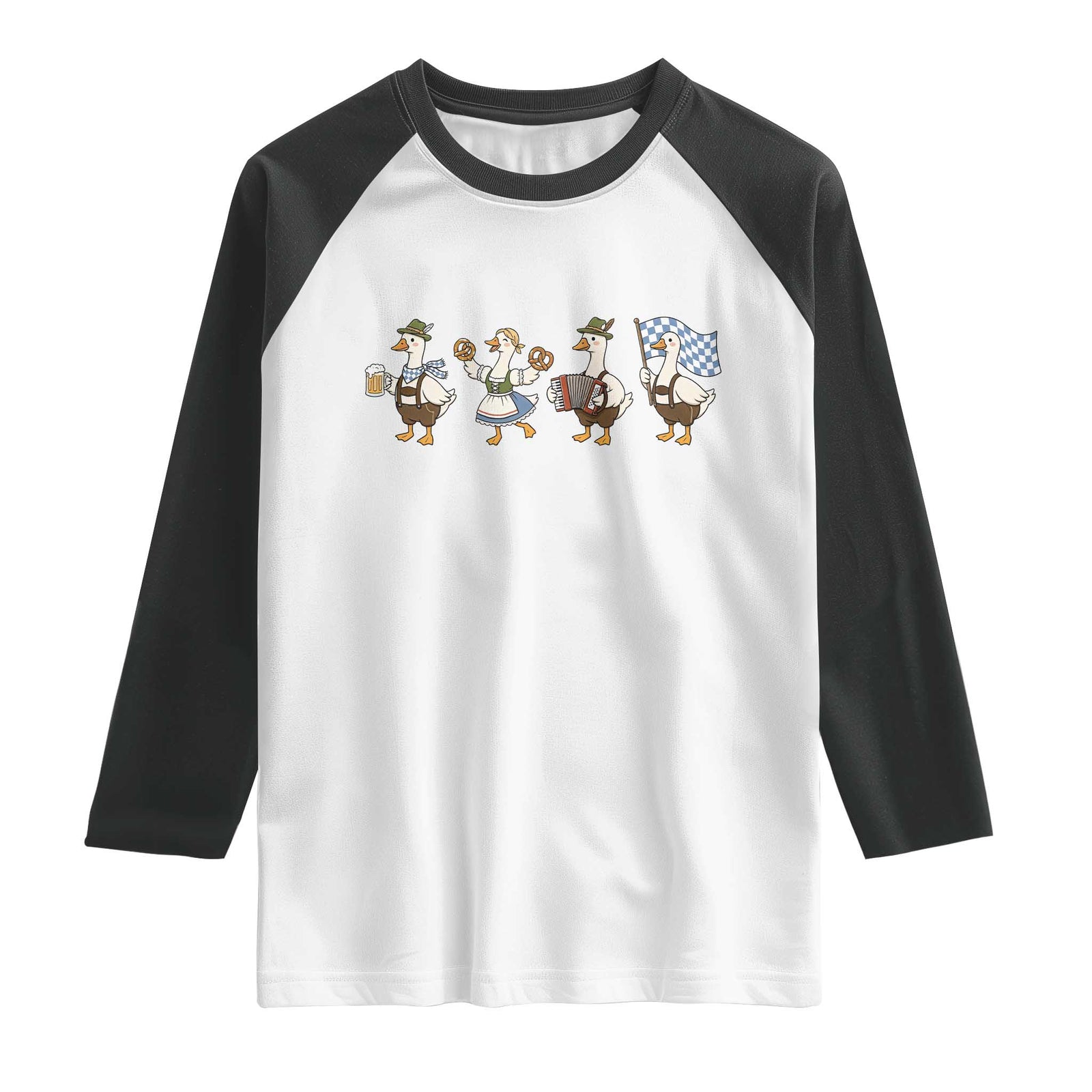 Silly Goose Oktoberfest Raglan Shirt Cute Bavarian Beer Festival Animal Humor TS12 White Black Print Your Wear