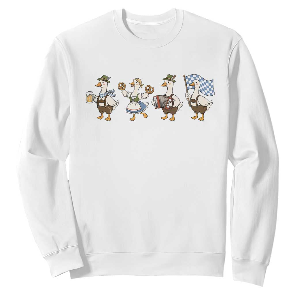 Silly Goose Oktoberfest Sweatshirt Cute Bavarian Beer Festival Animal Humor TS12 White Print Your Wear