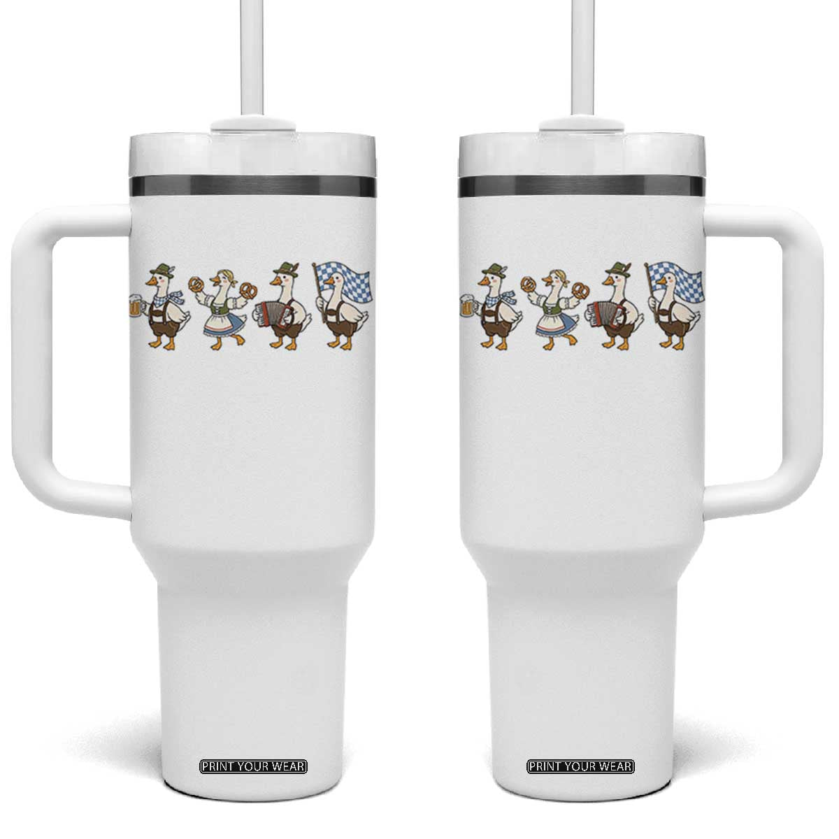 Silly Goose Oktoberfest Tumbler With Handle Cute Bavarian Beer Festival Animal Humor TS12 One Size: 40 oz White Print Your Wear