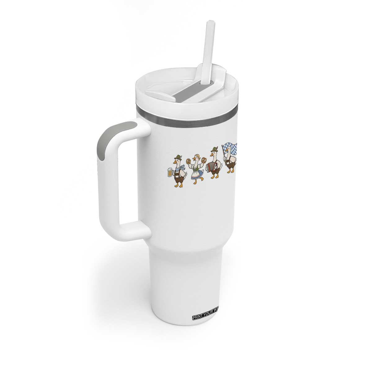 Silly Goose Oktoberfest Tumbler With Handle Cute Bavarian Beer Festival Animal Humor