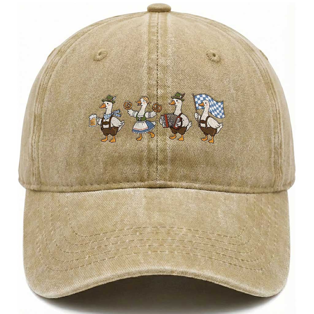 Silly Goose Oktoberfest Washed Cotton Baseball Cap Cute Bavarian Beer Festival Animal Humor TS12 Print Your Wear