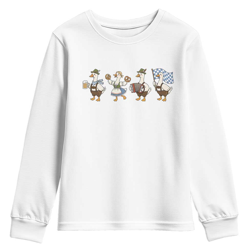 Silly Goose Oktoberfest Youth Sweatshirt Cute Bavarian Beer Festival Animal Humor TS12 White Print Your Wear