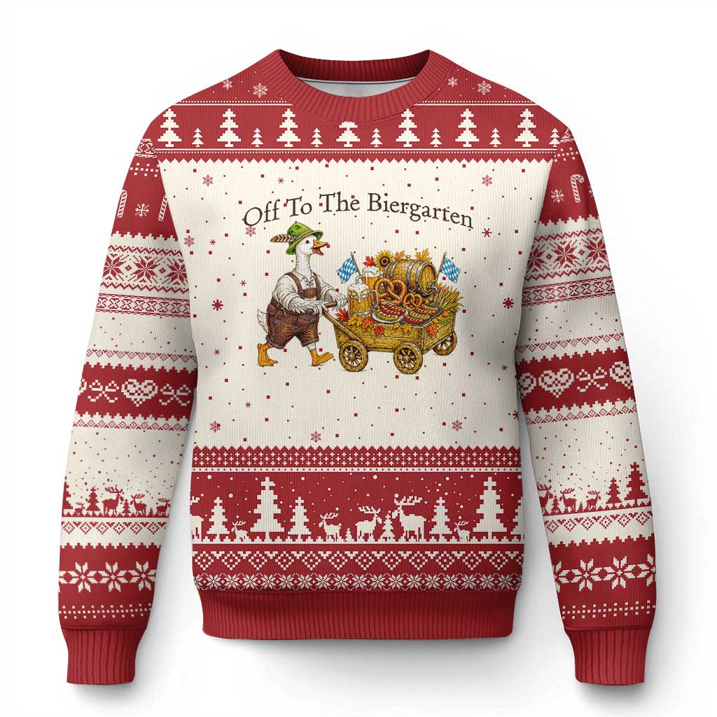 Funny Goose German Beer Festival Ugly Christmas Sweater Off To The Biergarten TS12 Beige Red Print Your Wear