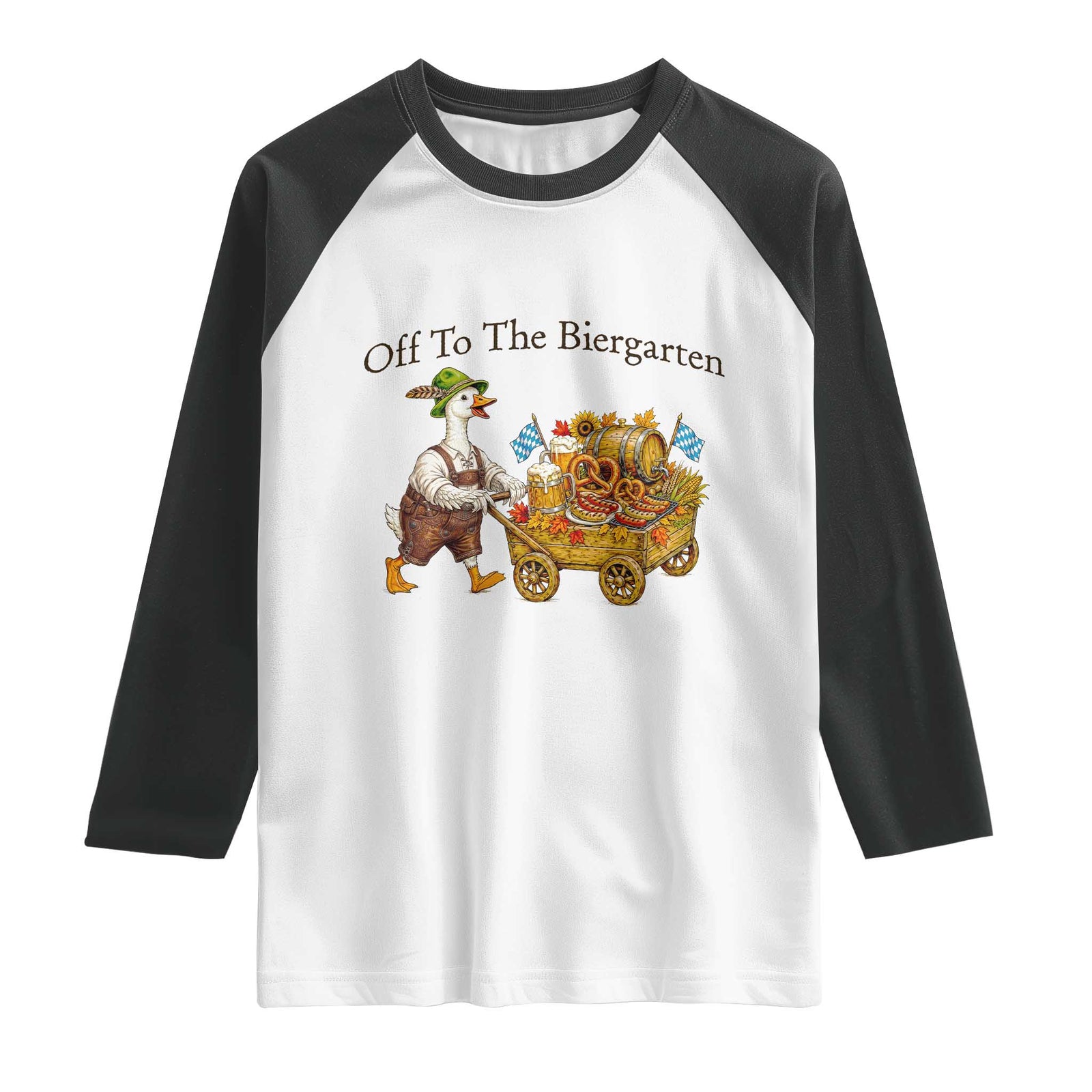 Funny Goose German Beer Festival Raglan Shirt Off To The Biergarten TS12 White Black Print Your Wear