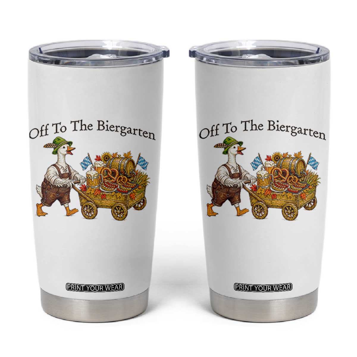 Funny Goose German Beer Festival Tumbler Cup Off To The Biergarten TS12 White Print Your Wear