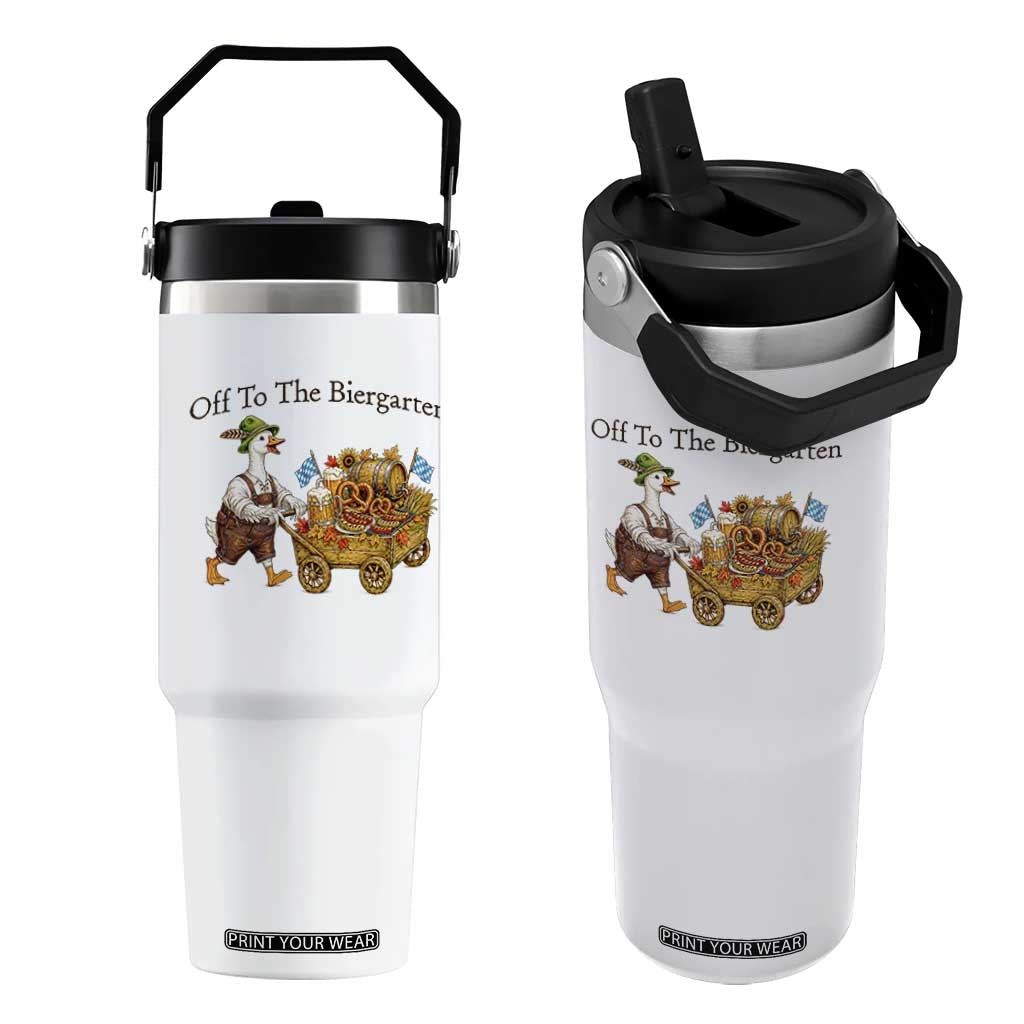 Funny Goose German Beer Festival Flip Straw Tumbler Off To The Biergarten TS12 One Size: 30 oz White Print Your Wear