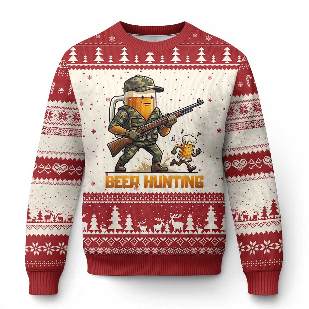 Beer Hunting Season Open Ugly Christmas Sweater Beer Hunter Brew Lover Humor