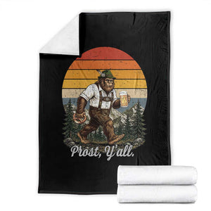 Prost Yall Bigfoot Throw Blanket Vintage Oktoberfest Beer Lover Sasquatch Gift
