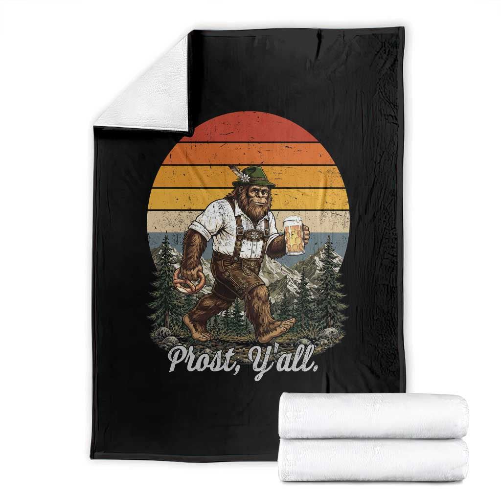 Prost Yall Bigfoot Throw Blanket Vintage Oktoberfest Beer Lover Sasquatch Gift TS12 Black Print Your Wear