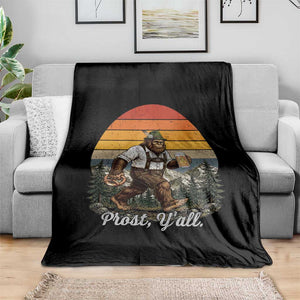 Prost Yall Bigfoot Throw Blanket Vintage Oktoberfest Beer Lover Sasquatch Gift