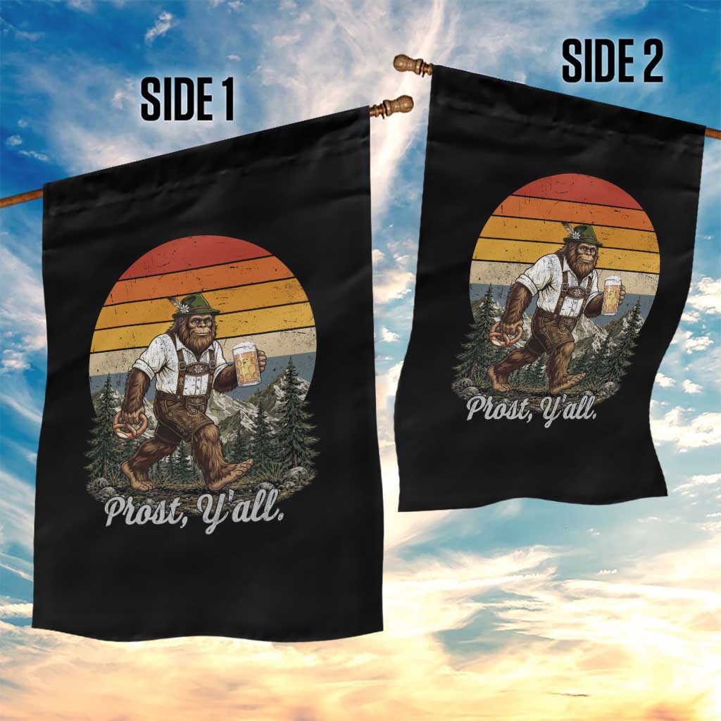 Prost Yall Bigfoot Garden Flag Vintage Oktoberfest Beer Lover Sasquatch Gift