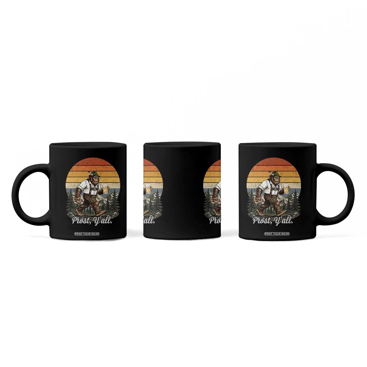 Prost Yall Bigfoot Coffee Mug Vintage Oktoberfest Beer Lover Sasquatch Gift